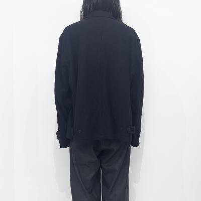 URU [ WOOL LIGHT TWEED ZIP UP BLOUSON ] NAVY