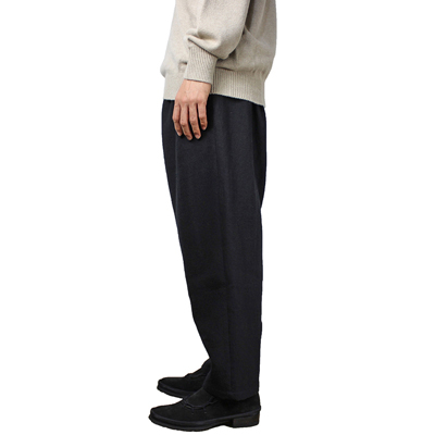 YANTOR [ Cotton Linen Wool 3 tuck pants ] BLACK