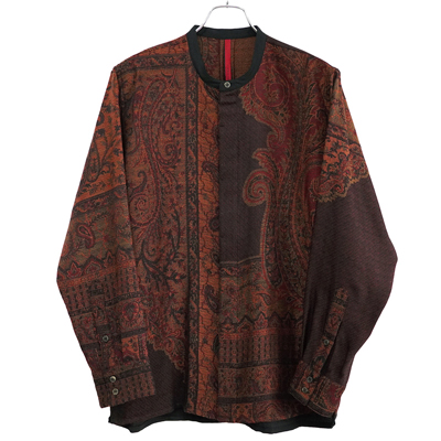 YANTOR [ Tibetan Paisley Jacquard Flyfront Shirts ] DARK ORANGE