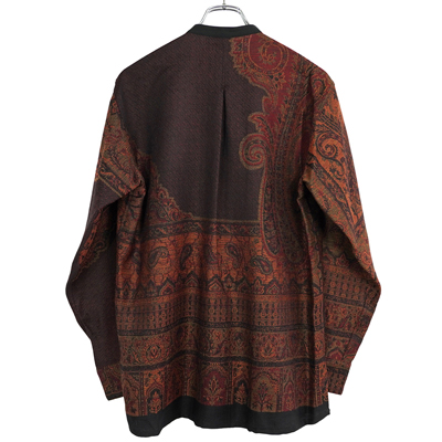 YANTOR [ Tibetan Paisley Jacquard Flyfront Shirts ] DARK ORANGE