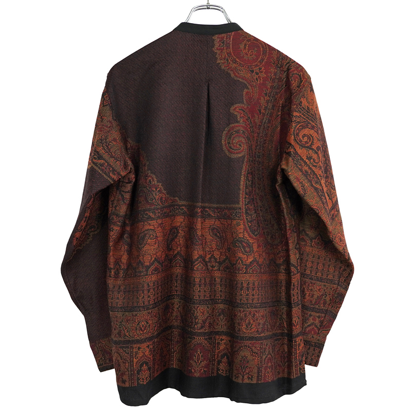 YANTOR [ Tibetan Paisley Jacquard Flyfront Shirts ] DARK ORANGE