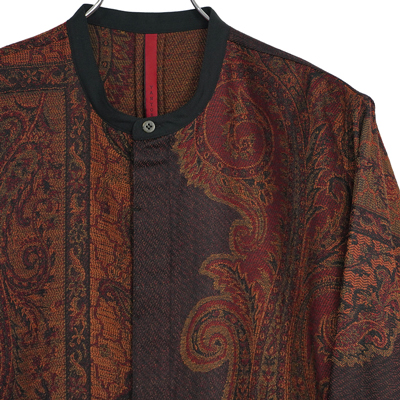 YANTOR [ Tibetan Paisley Jacquard Flyfront Shirts ] DARK ORANGE