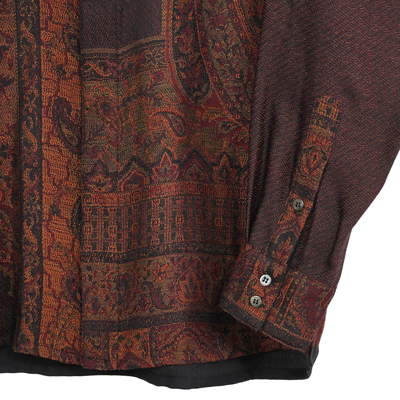 YANTOR [ Tibetan Paisley Jacquard Flyfront Shirts ] DARK ORANGE