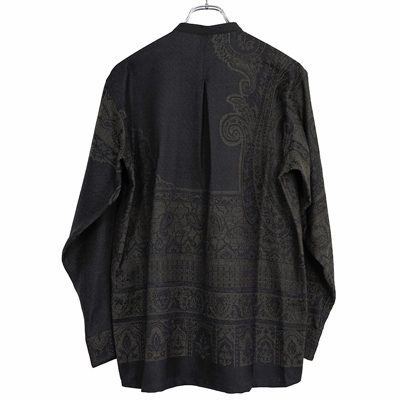 YANTOR [ Tibetan Paisley Jacquard Flyfront Shirts ] BLACK