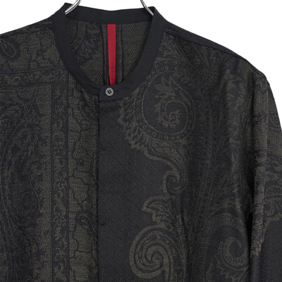YANTOR [ Tibetan Paisley Jacquard Flyfront Shirts ] BLACK