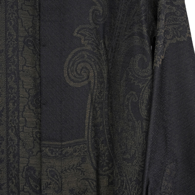 YANTOR [ Tibetan Paisley Jacquard Flyfront Shirts ] BLACK