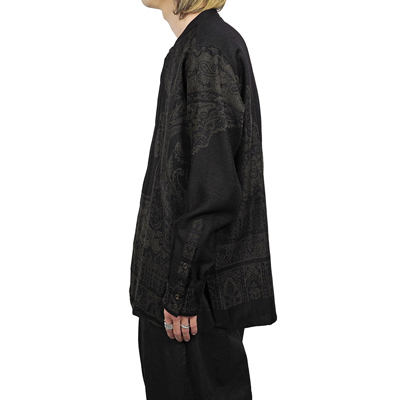 YANTOR [ Tibetan Paisley Jacquard Flyfront Shirts ] BLACK