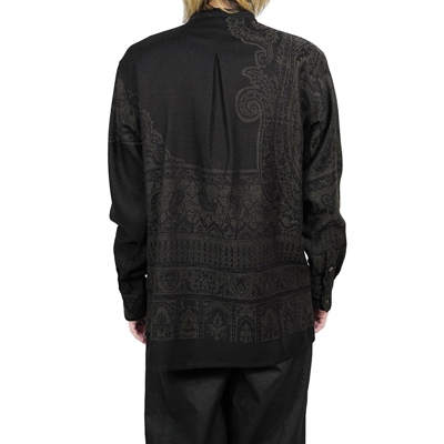 YANTOR [ Tibetan Paisley Jacquard Flyfront Shirts ] BLACK