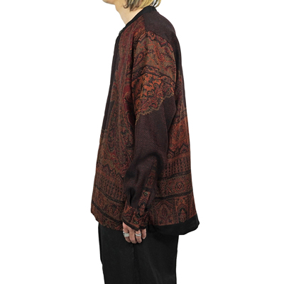 YANTOR [ Tibetan Paisley Jacquard Flyfront Shirts ] DARK ORANGE