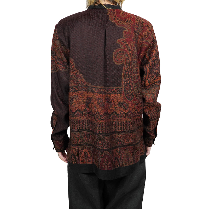 YANTOR [ Tibetan Paisley Jacquard Flyfront Shirts ] DARK ORANGE