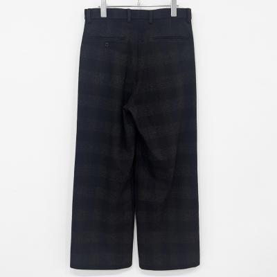 URU [ WOOL GLENCHECK WIDE PANTS ] D.NAVY