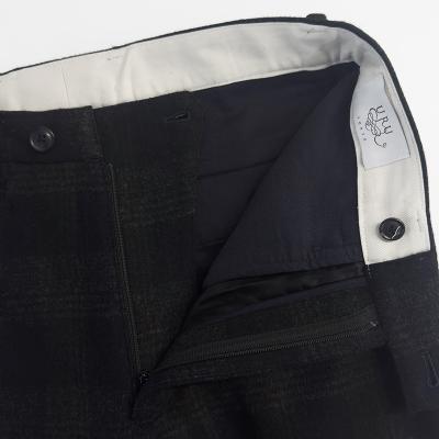 URU [ WOOL GLENCHECK WIDE PANTS ] D.NAVY