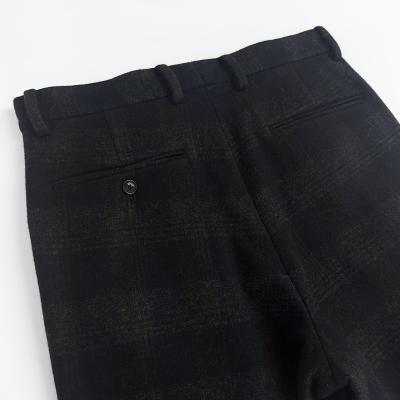 URU [ WOOL GLENCHECK WIDE PANTS ] D.NAVY