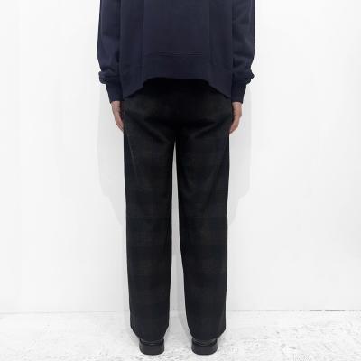 URU [ WOOL GLENCHECK WIDE PANTS ] D.NAVY