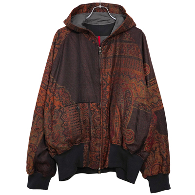 YANTOR [ Tibetan Paisley Jacquard Hoodie Wide Blouson ] DARK ORANGE