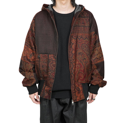 YANTOR [ Tibetan Paisley Jacquard Hoodie Wide Blouson ] DARK ORANGE