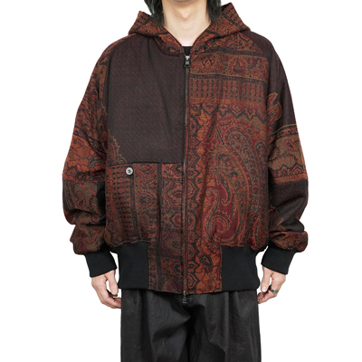 YANTOR [ Tibetan Paisley Jacquard Hoodie Wide Blouson ] DARK ORANGE