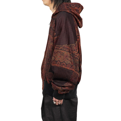 YANTOR [ Tibetan Paisley Jacquard Hoodie Wide Blouson ] DARK ORANGE