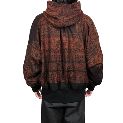 YANTOR [ Tibetan Paisley Jacquard Hoodie Wide Blouson ] DARK ORANGE