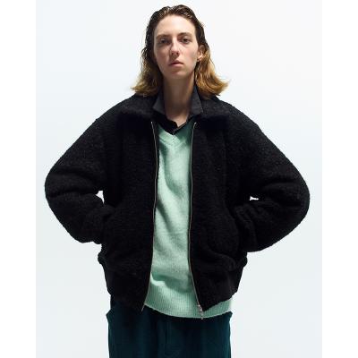 URU [ WOOL BOA ZIP UP BLOUSON ] BLACK
