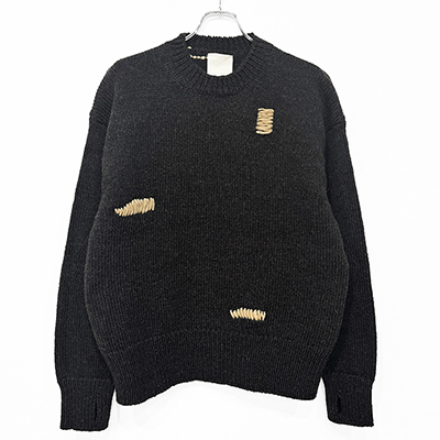 refomed [ GRANNY REPAIR KNIT SWEATER ] BLACK