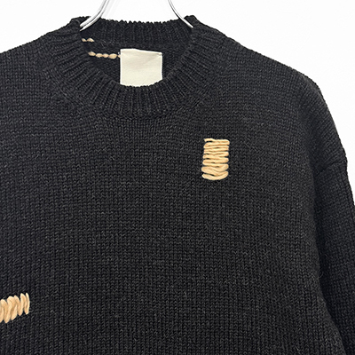 refomed [ GRANNY REPAIR KNIT SWEATER ] BLACK