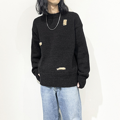 refomed [ GRANNY REPAIR KNIT SWEATER ] BLACK