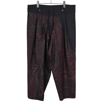 YANTOR [ Tibetan Paisley Jacquard Wool 2tuck Fall Pants ] RED