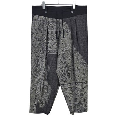 YANTOR [ Tibetan Paisley Jacquard Wool 2tuck Fall Pants ] GRAY