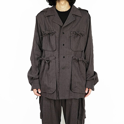 Sasquatchfabrix. [ DRAWSTRING PK BUSH SHIRT ] BROWN