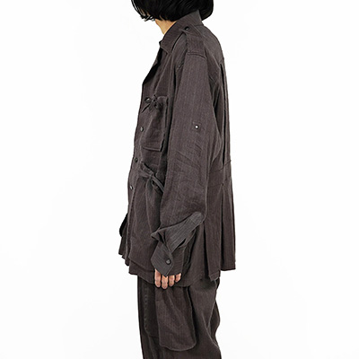 Sasquatchfabrix. [ DRAWSTRING PK BUSH SHIRT ] BROWN