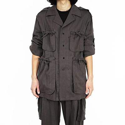 Sasquatchfabrix. [ DRAWSTRING PK BUSH SHIRT ] BROWN