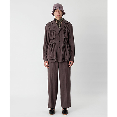 Sasquatchfabrix. [ DRAWSTRING PK BUSH SHIRT ] BROWN