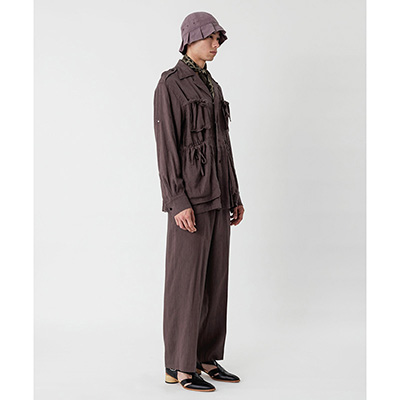 Sasquatchfabrix. [ DRAWSTRING PK BUSH SHIRT ] BROWN