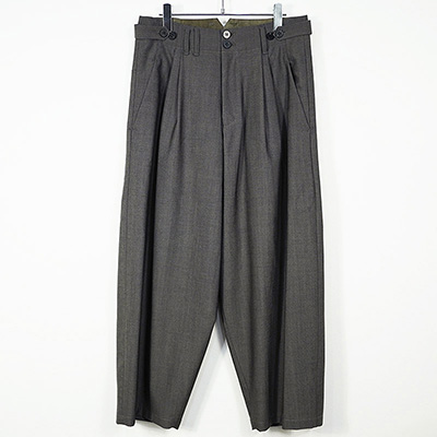 YANTOR [ Chambray Wool 2tuck Wide Pants ] GREIGE