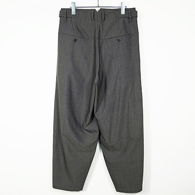 YANTOR [ Chambray Wool 2tuck Wide Pants ] GREIGE