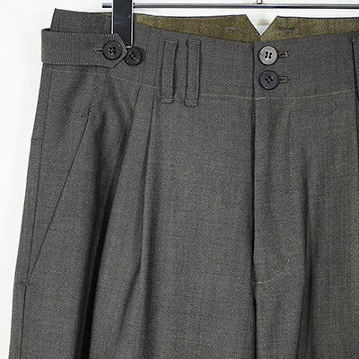 YANTOR [ Chambray Wool 2tuck Wide Pants ] GREIGE