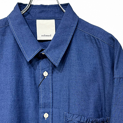 refomed [ WRIST PATCH WIDE SHIRT "CHAMBRAY" ] NAVY
