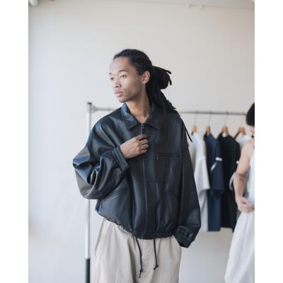 refomed [ CCU LEATHER WORK JACKET ] BLACK