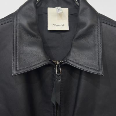 refomed [ CCU LEATHER WORK JACKET ] BLACK