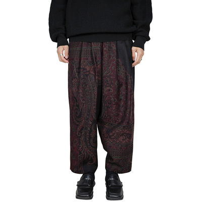 YANTOR [ Tibetan Paisley Jacquard Wool 2tuck Fall Pants ] RED