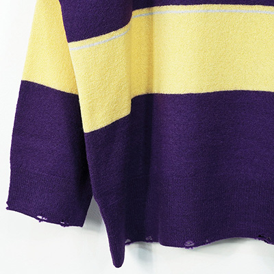 DAIRIKU [ Lager Border Knit ] Yellow&Purple