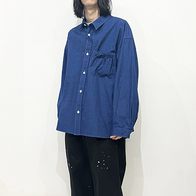 refomed [ WRIST PATCH WIDE SHIRT "CHAMBRAY" ] NAVY