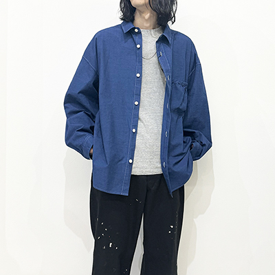 refomed [ WRIST PATCH WIDE SHIRT "CHAMBRAY" ] NAVY