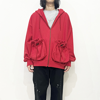 refomed [ "KINCHAKU" ZIPUP HOODIE ] RED