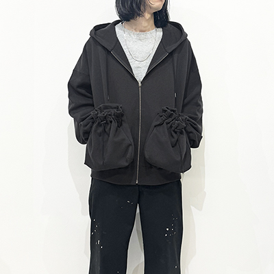 refomed [ "KINCHAKU" ZIPUP HOODIE ] BLACK