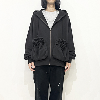 refomed [ "KINCHAKU" ZIPUP HOODIE ] BLACK