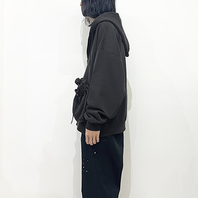 refomed [ "KINCHAKU" ZIPUP HOODIE ] BLACK