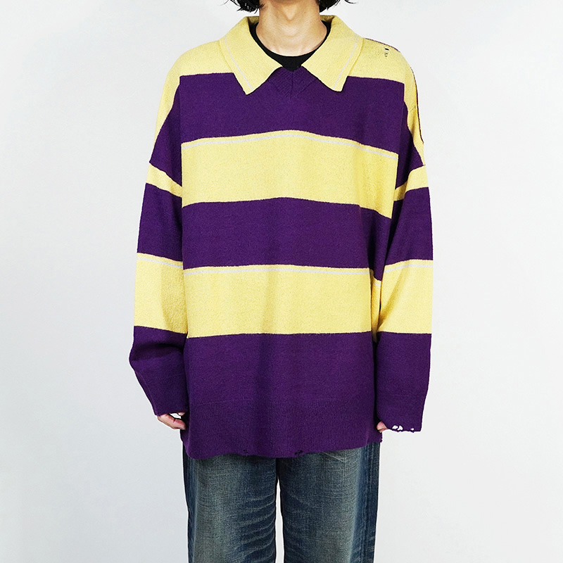 DAIRIKU [ Lager Border Knit ] Yellow&Purple | ロイド・エフ