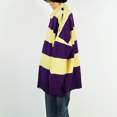 DAIRIKU [ Lager Border Knit ] Yellow&Purple